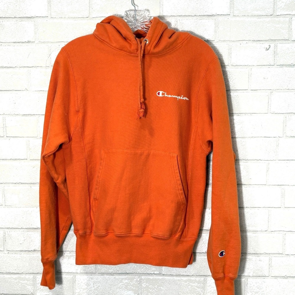 Champion Reverse Weave Hoodie XS Orange Womens Streetwear Y2K Indie‎ Skater Logo